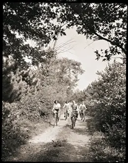 Bicycling Prints: Cyclists Ride Down a Country Road