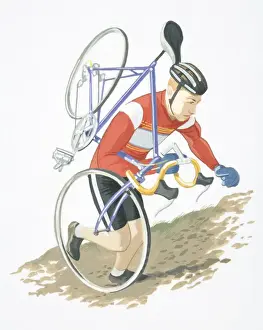 Competitions Prints: Cyclocross competitor in helmet