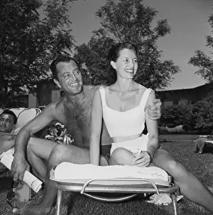 Cyd Charisse and Tony Martin at Pool