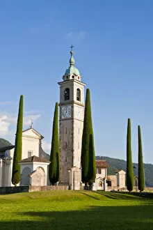 Images Dated 3rd August 2011: Cypress -Cupressus- trees, Church of Sant Abbondio in Gentilino, near Montagnola, Lugano, Ticino