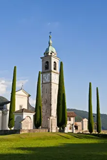 Cupressus Prints: Cypress -Cupressus- trees, Church of Sant Abbondio in Gentilino