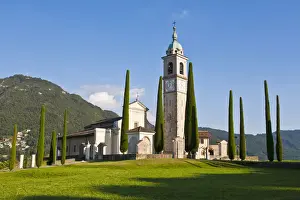 Cupressus Prints: Cypress -Cupressus- trees, Church of Sant Abbondio in Gentilino