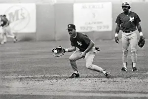 Fielding Prints: D. Mattingly Catches Ball During Game