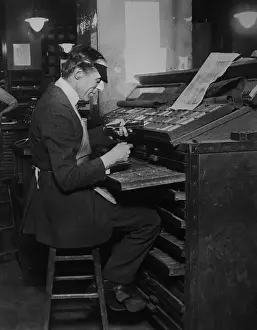 Griffith Prints: D. W. Griffith Working at Typesetting Machine