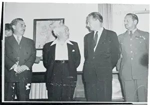 Burns Prints: Dag Hammarskjold with David Ben-Gurion and ELM Burns
