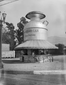 Strange Prints: Dairy Product Stand Shaped Like Milk Can