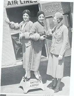 Daisy and Violet Hilton with Airline Hostess