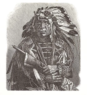 Images Dated 26th October 2018: Dakota chief native american portrait illustration