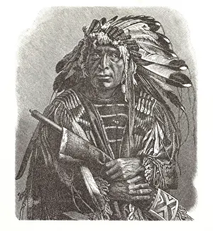 Dakota chief native american portrait illustration