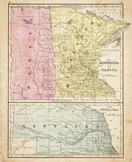Images Dated 17th May 2017: Dakota Missesota Nebraska map 1867