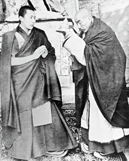 Dalai Lama Being Taught by Lord Chamberlain of Tibet