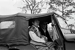 14th Dalai Lama Prints: Dalai Lama W/Mother & Sister In Jeep