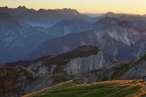 One After Another Prints: Dalfazer Joch, ridge of Hochiss Mountain in Rofan, Maurach, Tyrol, Austria