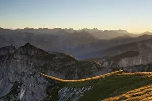 Dalfazer Joch ridge from Mount Hochiss in the Rofan massif, Rofan, Tyrol, Austria, Brandenberg Alps, Rofan, Tyrol