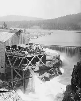 Landforms Prints: Dam on Spokane River Waterfall