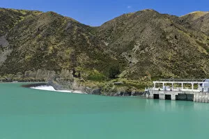 Images Dated 21st January 2013: Dam on the the Waitaki River, Kurow, Otago Region, New Zealand