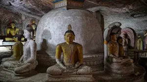 South Asia Prints: Dambulla Cave temple (also known as the Golden Temple of Dambulla) is a world heritage site (1991) in Sri Lanka