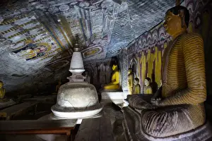 Cave Prints: Dambulla Cave temple (also known as the Golden Temple of Dambulla) is a world heritage site (1991) in Sri Lanka