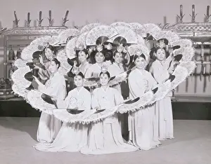 Dancers Posing with Fans
