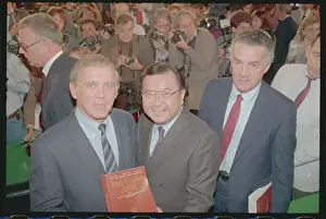 Daniel Inouye and Warren Rudman Holding Iran-Contra Report