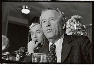 Henry M Prints: Daniel Moynihan Listening Attentively to Henry Jackson His Undivided Attention