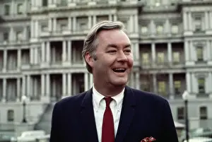 Daniel P. Moynihan Standing Outside and Smiling