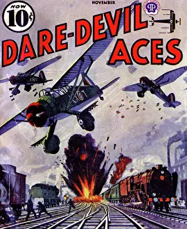 Wwii Prints: Dare Devil Aces attack German Rail yards