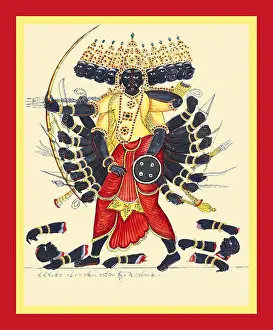 Dark-complexioned, ten-headed and twenty-armed Ravaṇa