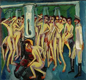 Prints of Das Soldatenbad (Artillerymen), 1915. Private Collection. Artist Kirchner, Ernst Ludwig (1880-1938). (Photo by Fine Art Images/Heritage Images via Getty Images) Raw Rhythms: The Electric World of Ernst Ludwig Kirchner: Das Soldatenbad (Artillerymen)