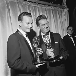 Newscaster Prints: Dave Brinkley and Chet Huntley Holding Their Emmy Awards