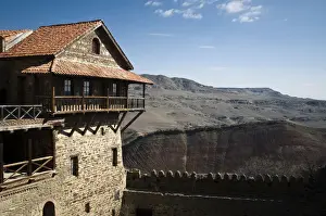 Georgia Country Prints: David Gareja Orthodox Monastery surrounded by arid mountains and desert