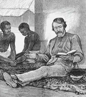 Missionary Prints: David Livingstone Reads Bible to Men
