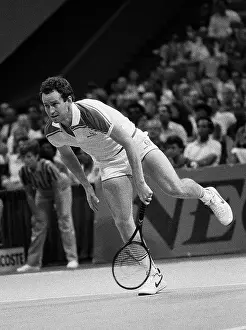Prints of ATLANTA July 14: USA Davis Cup player John McEnroe attends Davis Cup at The OMNI Coliseum in Atlanta Georgia, July 14, 1984 (Photo by Rick Diamond/Getty Images The Grand Slam Gallery: Davis Cup 7-14-1984 The OMNI