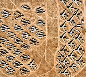 Overhead View Prints: Davis-Monthan AFB, Tucson, AZ, largest aircraft boneyard in the world