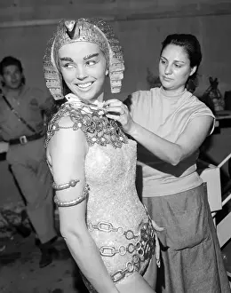 Dawn Addams Being Dressed for Film