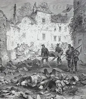 City Walls Prints: Dead and wounded after the blasting of the powder tower in the town of Laon on 9 September