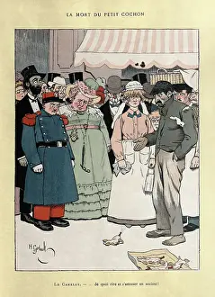 Henri Gerbault Prints: The death of the little pig, Street vendor selling pig shaped balloons