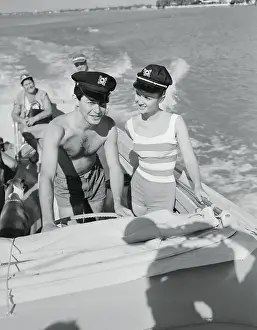 Debbie Reynolds and Eddie Fisher Boating