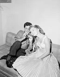 Debbie Reynolds and Eddie Fisher Posing For Camera