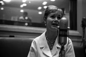 7 11 17 Reynolds Prints: Debbie Reynolds at a Vintage Microphone