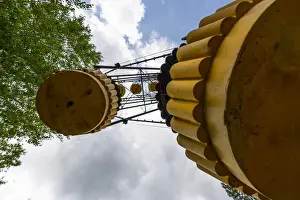 A decaying ferris wheel stands in the abandoned amusement park in the city center of Prypiat, Chernobyl exclusion zone