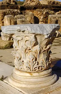 Magna Prints: Decorated capital, ruins of the Roman City Leptis Magna, Libya