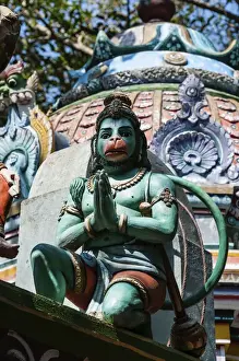 Tamil Nadu Prints: Decorated Hanuman statue, temple for the god Madurai Veeran, Mandavi, Tamil Nadu, India