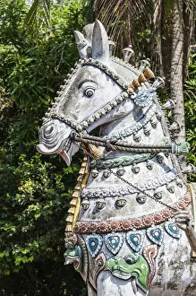Representing Gallery: Decorated horse statue, temple for the god Madurai Veeran, Mandavi, Tamil Nadu, India