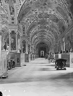 Decorative Arches and Ceiling View Inside Vatican Library