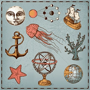 Images Dated 13th February 2018: Decorative nautical set
