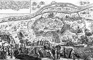 Prints of The Great Turkish War between the Holy League of European Powers and the Ottoman Empire, also known as the Great Turkish War of Leopold I or the 5th Austrian Turkish War, lasted from 1683 to 1699 Historcal Battle Maps And Plan Prints: Defeat of the Ottoman Empire in Vienna in 1683: Shelling of the city by the Ottomans