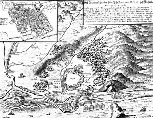 Prints of The Great Turkish War between the Holy League of European Powers and the Ottoman Empire, also known as the Great Turkish War of Leopold I or the 5th Austrian Turkish War, lasted from 1683 to 1699 Historcal Battle Maps And Plan Prints: Defeat of the Ottoman Empire in Vienna in 1683: Turks camp at the end of the siege