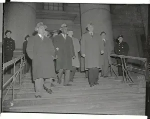 Four Defendants in Communist Spy Trial Leaving Federal Building