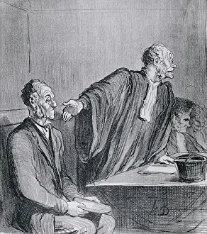 Honore Daumier Prints: Defending an Innocent Man